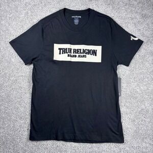 True Religion Brand Jeans Embossed Box Arch SS Tee‎ T-Shirt Black Mens Large